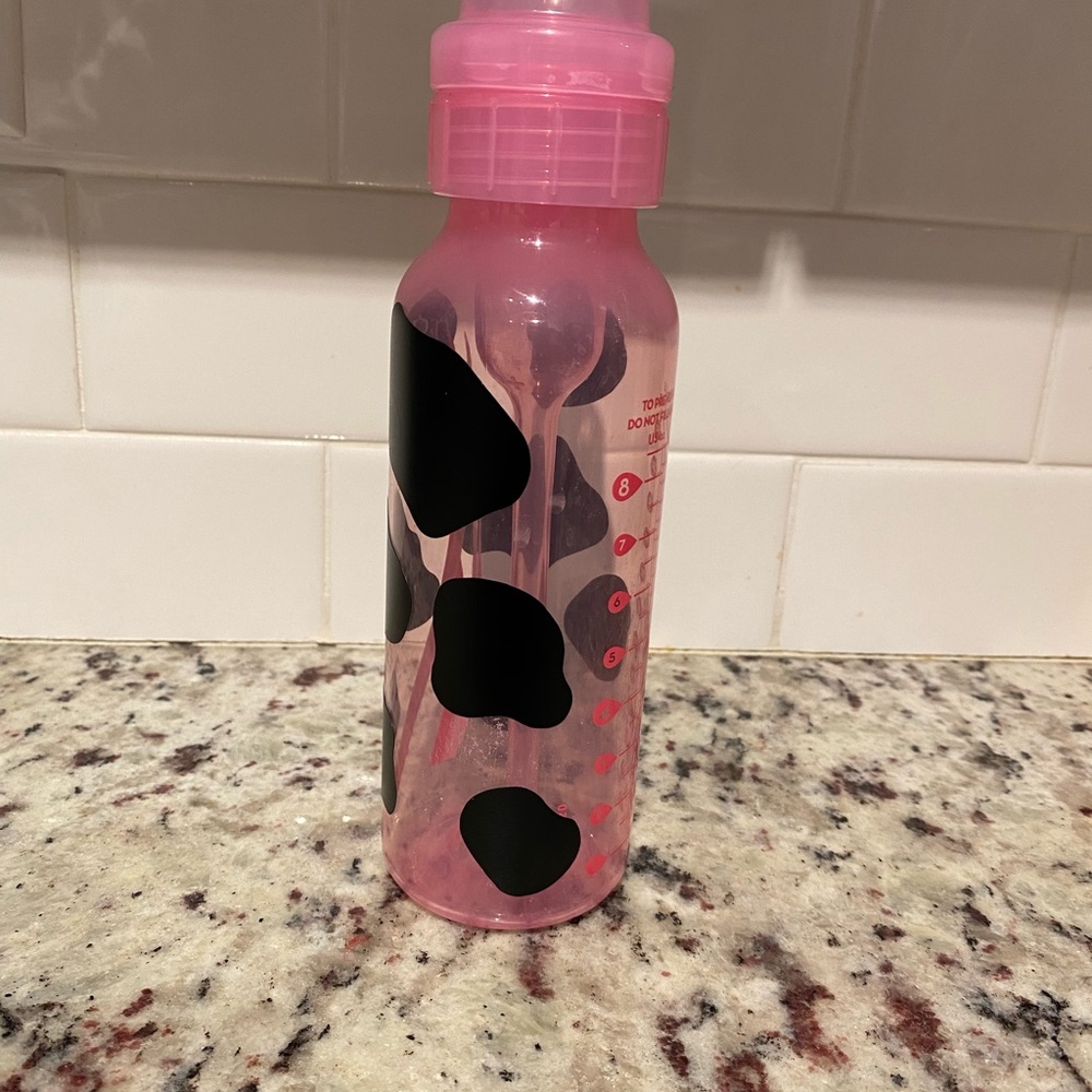 Cow print baby bottles